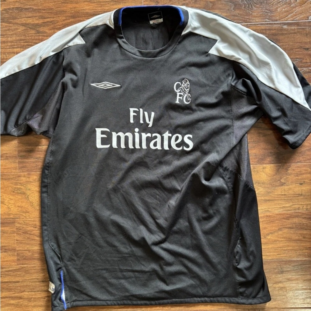 90s Chelsea football club Umbro Black and White Men's Jersey